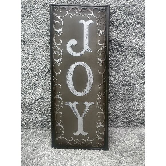 Joy Sign Metal 24"x9.5" Table Decor Tier Tray Metal Accent Farmhouse Home Decor - Picture 1 of 10